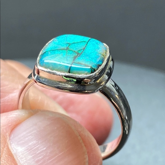 Sterling Opal Ring Size 7 in Solid Sterling Silver 925 - Picture 4 of 8